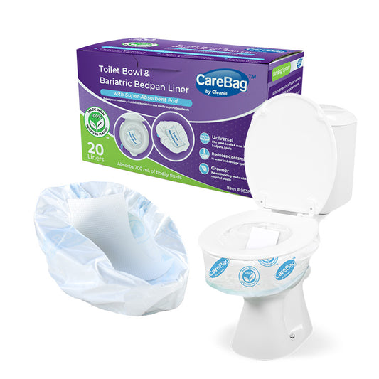 CareBag® Toilet Bowl & Bariatric Bedpan Liner with Super-Absorbent Pad - Case of 360
