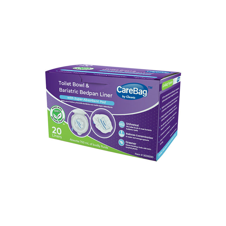 CareBag® Toilet Bowl & Bariatric Bedpan Liner with Super-Absorbent Pad - Case of 360