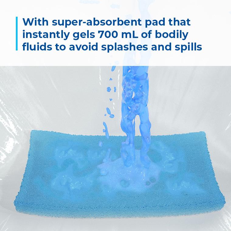 CareBag® Antimicrobial Bedpan & Commode Pail Liner with Super-Absorbent Pad - Case of 360