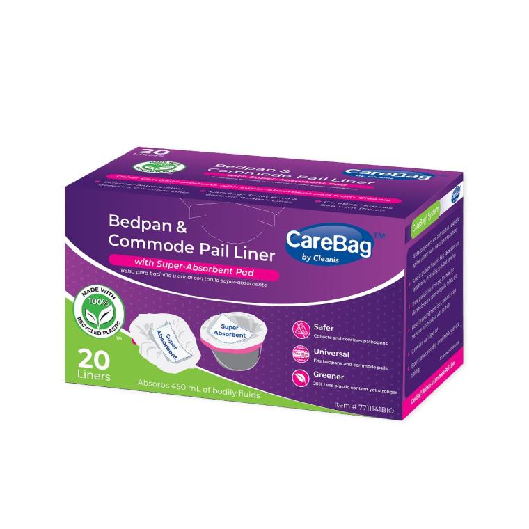 CareBag® Bedpan & Commode Pail Liner with Super-Absorbent Pad - Case of 360